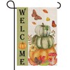 Texupday Welcome Pumpkin Trio Leaves Decor Double Sided Vertical Burlap