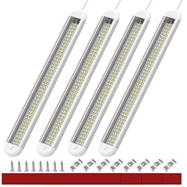 RVZONE 12V LED Interior Light Bar | 120LEDs 1800LM 8W DC 12 Volt led Strip Lights with ON/Off Switch for Camper Truck Van RV Trailer Boat Car Cargo Cabient Lights Fixture Motorhome (4Pack)