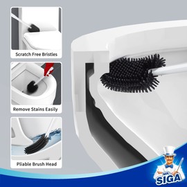 MR.SIGA Cepillo para Polvo y Soporte para Inodoro, cerdas duraderas y Flexibles, Cepillo para Polvo de Inodoro montado en la Pared para Limpieza de baño, Blanco, 1 Paquete