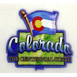 Colorado State Map-Flag Fridge Collectible Souvenir Magnet