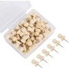 Pack of 50 wooden push pins, thumbtacks wood for cork