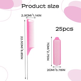 24 Stück Rosa Schwamm-Lockenwickler 20 mm mit Pintail Comb Weiche Schaumstoff Lockenwickler für Langes Lockenwickler Kurze Haare Mittleres und Kurzes Haar Keine Hitze Lockenwickler
