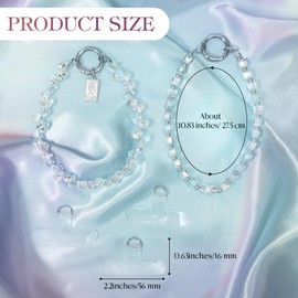 Landical 2 Pcs Beaded Phone Wrist Straps Anti Lost Wrist Lanyard Double Chain Cell Phone Charm with 3 Tether Tab Beaded Wristlet Bracelet for Women Men Phone Wallet Camera(Sparkling Crystal)