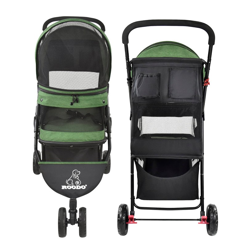 ROODO 3 Wheel Pet Stroller Best Lightweight Foldable Compact Portable