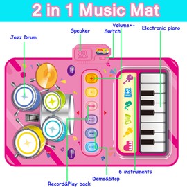 Toys for 1 Year Old Girl Gifts,2 in 1 Piano Mat Montessori Toys for 1 2 Year Old Girl,Educational Musical Toy First Birthday Gifts for 1 2 3 Year Olds Girls,Christmas Stocking Stuffers for Toddler