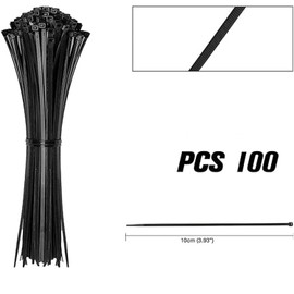 100 Black Nylon Zip Ties - 2.5 x 100mm, Strong Hold, 4" Self Locking Cable Ties, Weather Proof Small Tie Wraps, Ideal for Homes, Garden, Office, DIY, Plastic Ties for Cable Management (100)