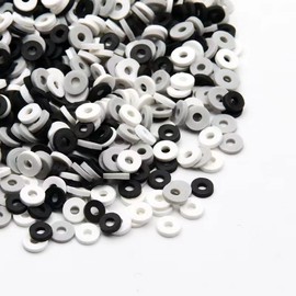 4000 Pieces Mix White Black Gray Polymer Clay Beads Heishi Beads for DIY Jewelry Making Bracelets Necklace Earring,6mm