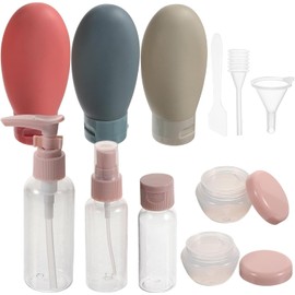 Kit de Botellas de Maquillaje Vacías de Viaje, Portátil y Rellenable, de Plástico, 11 Piezas para Rutina de Cuidado y Viaje