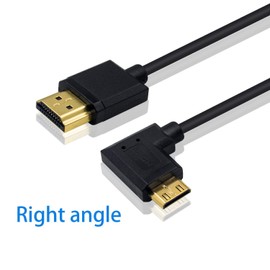 Duttek Mini HDMI to Standard HDMI Cable HDMI to Mini HDMI Cable Ultra Thin Right Angle 90 Degree Mini HDMI Male to HDMI Male Supports 4K Ultra HD 1080p 3D (HDMI 2.0) (15cm)