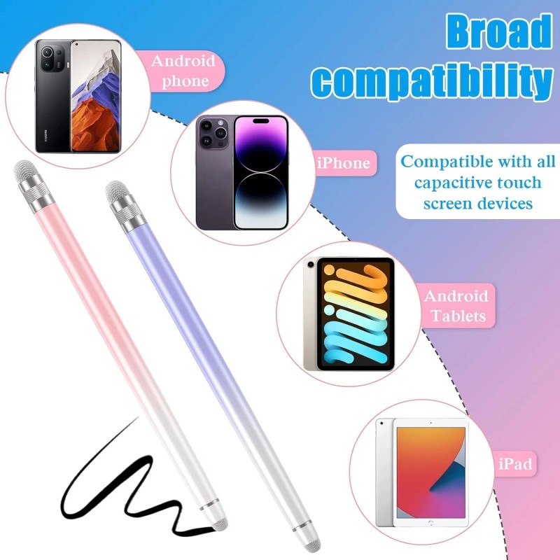 Bopomofo 2PCS Stylus Pens for Touch A-White Pink / White