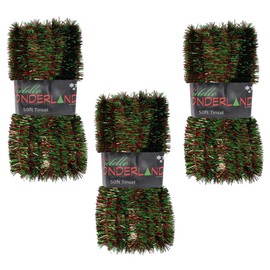 Widdle Wonderland Christmas Tree Tinsel 3 packs of 50ft x 3cm GREAT VALUE - Red and Green