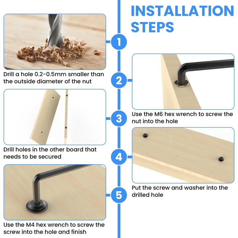 MILYARD 30 Sets 1/4-20 Threaded Insert and Bolt for Wood,