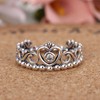 Women's 925 Sterling Silver Crown with Cubic Zirconia Bead Stackable