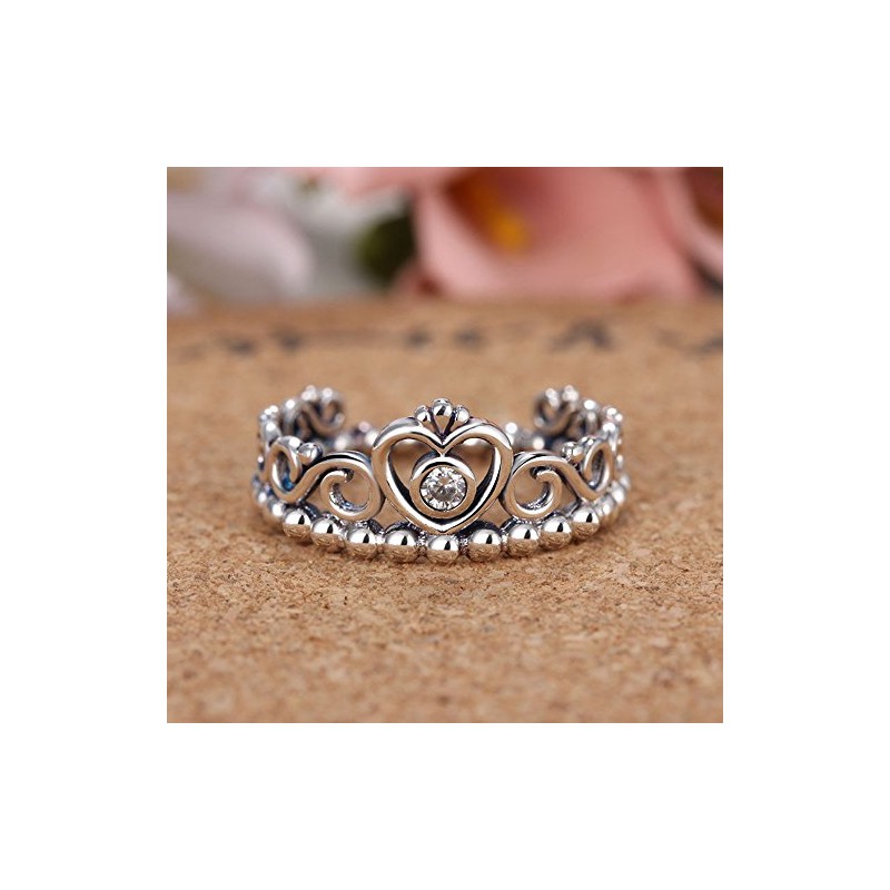 Women's 925 Sterling Silver Crown with Cubic Zirconia Bead Stackable