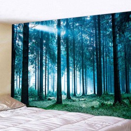 BOYOUTH Tapestry Wall Hanging,Forest in the White Moonlight Landscape Pictures Digital Print Wall Tapestry Home Decorfor Living Room Bedroom Dorm,90.5" Wide By 70.8" High