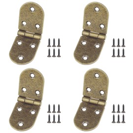 JJWNMLL Hinges 4 pcs - Semicircle Hinges for Wood Bronze Door Hinges with 26 pcs Hinge Screws for Home Furniture Hardware Cabinet Closet Door Drawer Wood Box