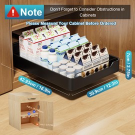 Pull Out Cabinet Organizer Fixed With Adhesive Nano Film, Heavy Duty Slide Out Pantry Shelves, Sliding Drawer Pantry Shelf for Kitchen, Living Room, Home,12.2" W x16.9 D x 2.75" H (Black)