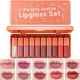 Juego de 10 colores de tinte para labios, brillo labial coreano voluminizador, tinte para labios acuoso, multiusos para minilápiz labial líquido y tinte para mejillas, color intenso de lar