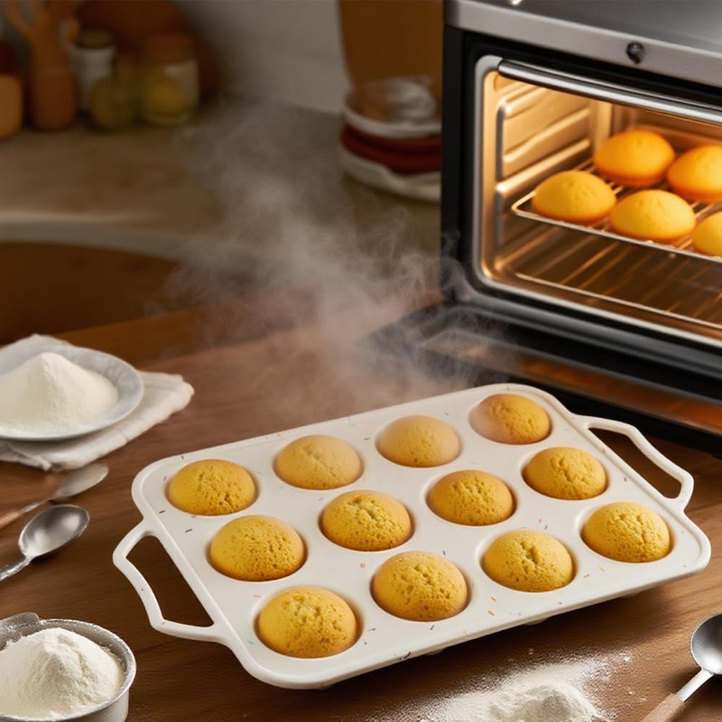 Velicber 2 Pack Silicone Muffin Pan with Metal Reinforced Frame,