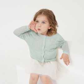 Famuka Baby Girls' Cardigan Toddler Transition Jacket Baby Summer Jumper, Green