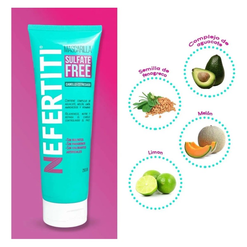 Nefertiti Shampoo y Mascarilla Sulfate Free para Cabello Dañado –