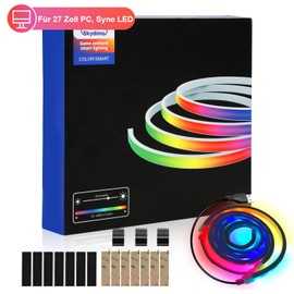 Sonnewelt Neon LED Strip Pack of 2 RGBIC Gaming PC Monitor Backlight USB RGBIC LED Strip for 27 Inch PC, Smart Gaming Light with Skydimo App Control, Sync for Games, Music, Films