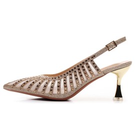 VenusCelia Women's Graceful Lady Slingback Pump Shoe (9 M US,Gold)