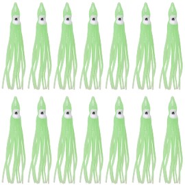Soft Squid Skirts Octopus Fishing Lures Plastic Hoochie Trolling Bait Lure Saltwater Multicolor (Luminous Green, 7cm)