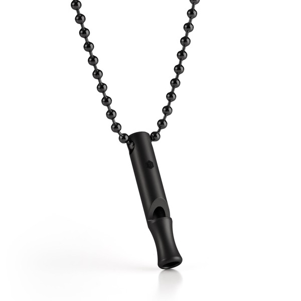 KeyUnity KA22BK Titanium EDC Outdoor Emergency Whistle Key Chain Necklace