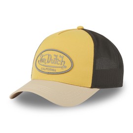 Von Dutch Cap for Men and Women, Adjustable, Trucker Cap, Poly, Yellow/Beige/Black, One Size
