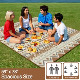 喜马拉雅 Picnic Blanket for Outdoors 78" x 59" Waterproof Camping Picnic Mat Large Folding Outside Blankets for Camping Party Beach Park Outdoor Picnic Supplies (Brown, 78" X 59")