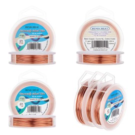 BENECREAT 3 rollos de alambre de joyería de calibre 18/calibre 20/calibre 22 resistente al deslustre alambre de cobre desnudo para hacer anillos de abalorio y otras manualidades de joyería