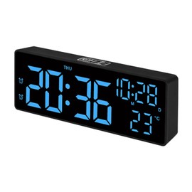 SonoYU Digital Alarm Clock, Bedside Desk Table Clock, Alarm Clock for Bedroom with DST/Temperature/Snooze-12/24H, for Deep Sleepers Kids Home Office, Black (Blue Light)