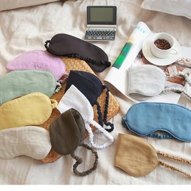 Pure Linen Eye Mask, 100% Linen Eye Mask for Girls, Organic Cotton Eye Mask for Sleeping Travel Breathable Eye Mask for Women Man (Nearly Black)