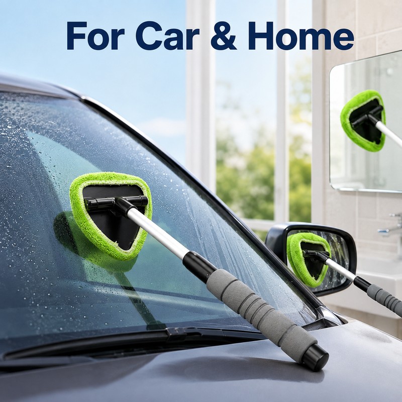 Telescopic Car Windshield Cleaner for Glass - 360° Microfiber Window