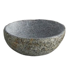 47th & Main Stone Decorative Bowl Home Décor for Table, 6" Dia x 3" W x 4" H, Speckled Grey