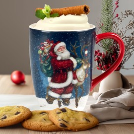 Certified International Santa's Secret 16 oz. Mugs, Set of 4 Assorted Designs.,