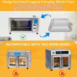 Zukayehome Air Fryer Grill Pan for Emeril Lagasse Everyday 360 Air Fryer, 12''×10'' Stai...
