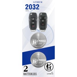 Pinochi (2 Pack) CR2032 Key fob Battery for Ford FLIP Bundle Case Shell fits 2013-2022 EcoSport Expedition Escape Explorer F-150 250 350 450 550 Fusion Ranger Transit (N5F-A08TAA or A08TDA)