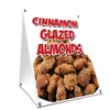 A-Frame Sidewalk Cinnamon Glazed Almonds Sign with Graphics On Each