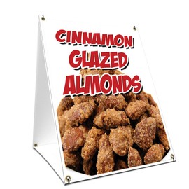 A-Frame Sidewalk Cinnamon Glazed Almonds Sign with Graphics On Each Side | 18" X 24" Print Size