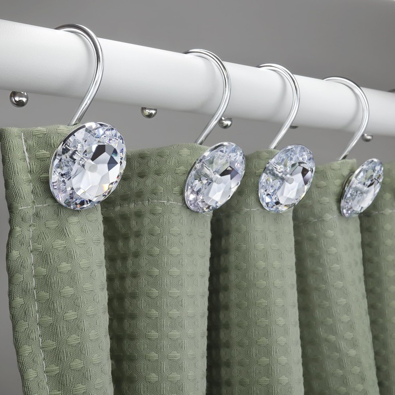 12PCS Shower Curtain Hooks Rings for Bathroom, Stainless Steel Rust