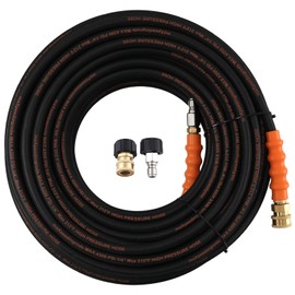 maXpeedingrods Pressure Washer Hose 125FT x 1/4", 4800PSI Kink Resistant High Tensile Wire Power Washer Hose, Replacement Hose Adapter Set with 2pcs M22-14mm to 3/8" Adapters for Professional Home