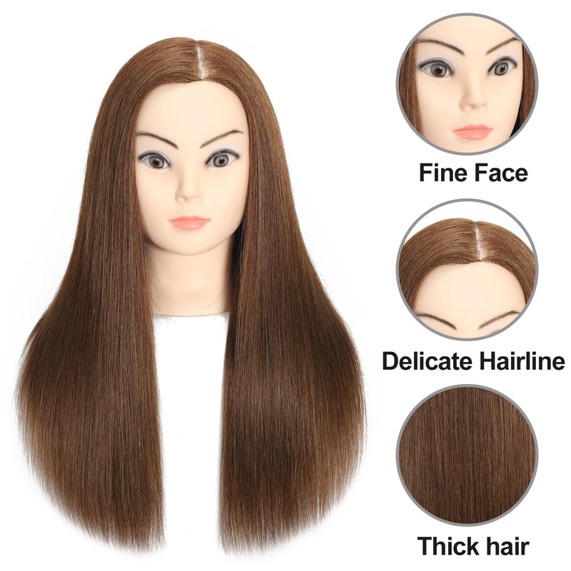 VEELTRAS Training Head Human Hair Mannequin Head Styling Head Professional
