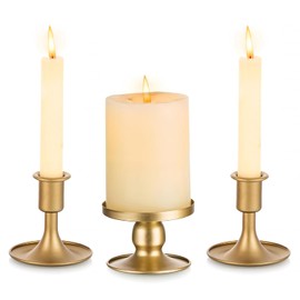 Unity - Candelabros para bodas, juego de 3 portavelas de metal dorado Unity, soporte decorativo para velas de unidad para boda, ceremonia, mesa, centro de mesa, regalo