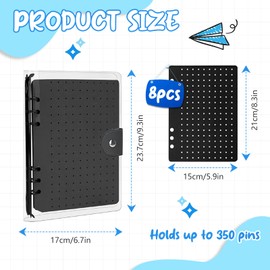 Pin Badge Display Book, Enamel Pin Display Pages for Store 350+ Pins, Waterproof Brooch Collection Storage Holder, Page-flip Brooch Pin Display Organizer Display Storage (Black)