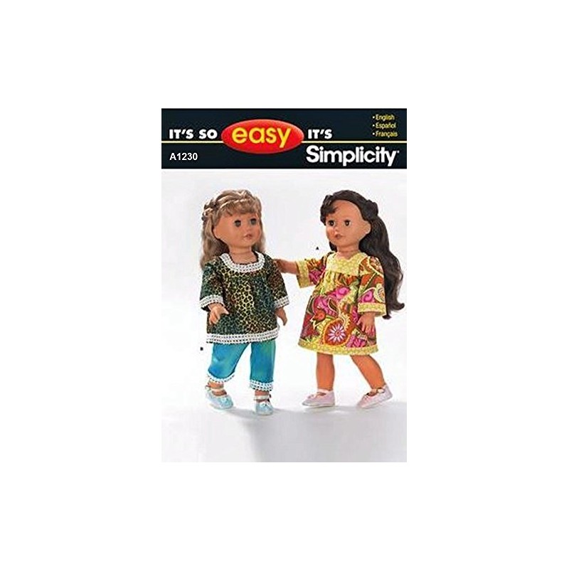Simplicity It's So Easy Pattern A1230 18-inch Doll Clothes