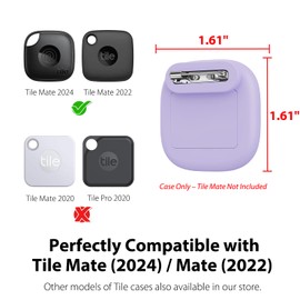 Silicone Case for Tile Mate 2024/2022 with Safety Pin, 2 Pack Waterproof Hidden Holder for Life360 Tile Tracker | Secure & Discreet | for Kids Elderly Clothing Luggage (Pink/Purple)
