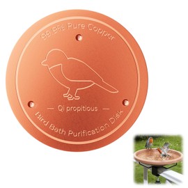 Komergave Bird Bath Copper Disk, 99.9% Pure Copper Disk, Physical Bird Bath Cleaning Disks with Triple Stand Design, Outdoor Accessory for All Birdbath Bowls