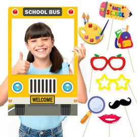 Back to School Decorations, First Day of School Photo Prop, Photo Booth Props for First Day of Welcome Back to School Party Supplies (Yellow)